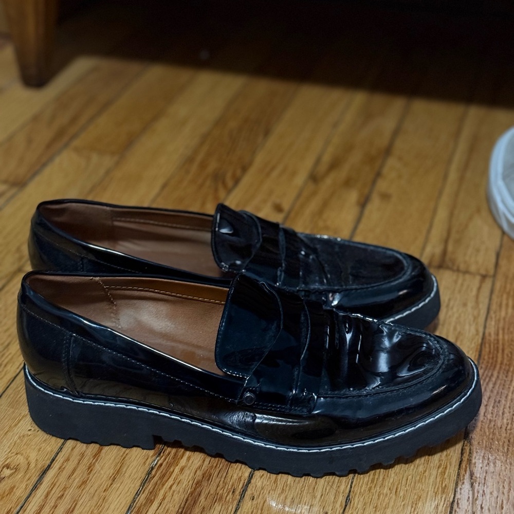 Franco Sarto Shiny Black Women's Loafers